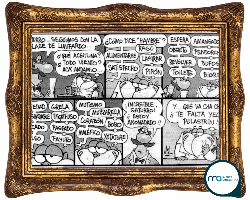 Comic strip Gaturro Buenos Aires lunfardo slang