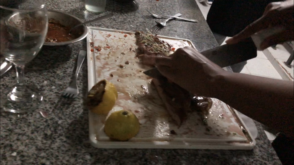 Preparing a dessert in a photograph from Sne’s cooking-program story.